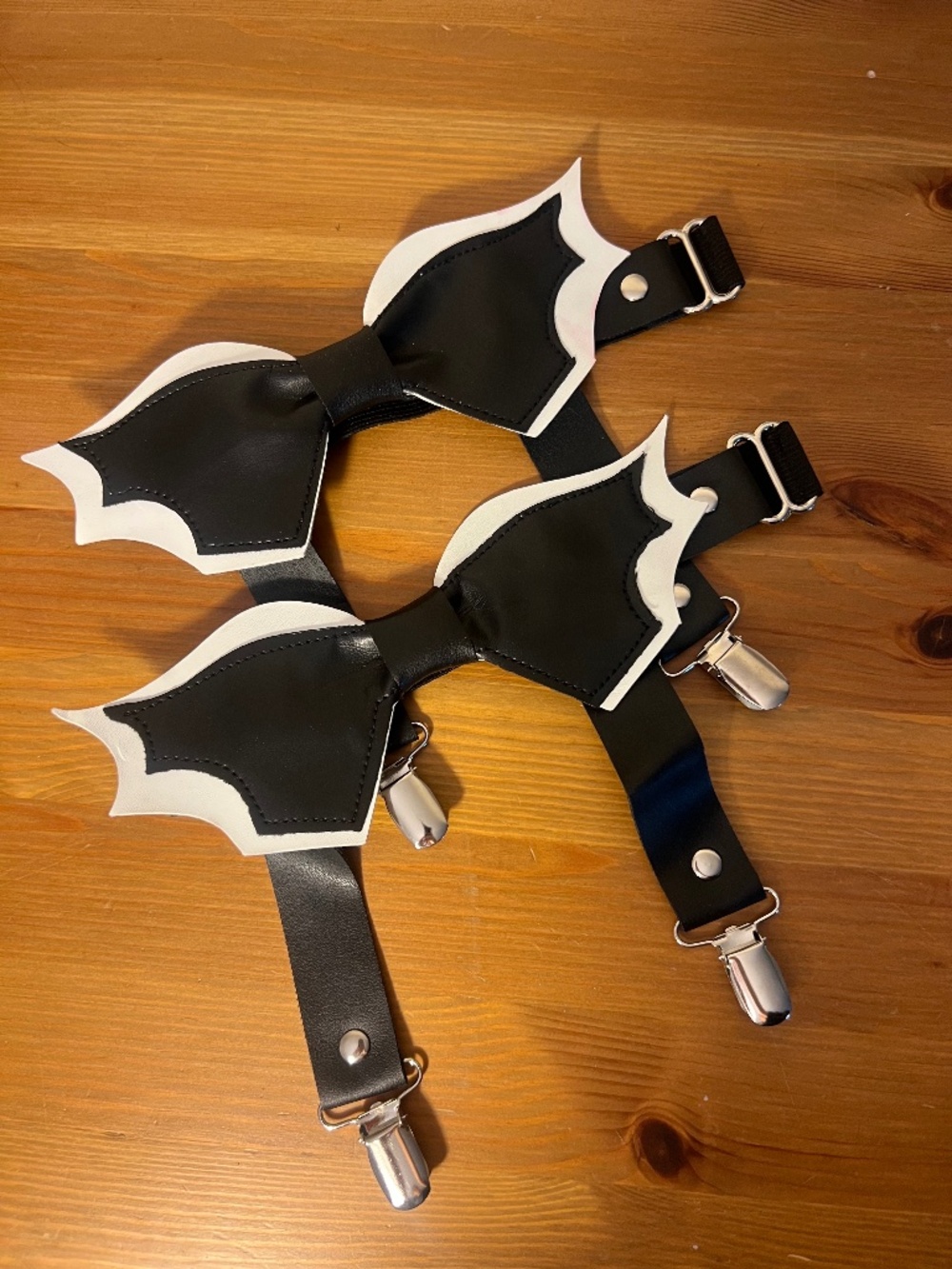 Daisy Corsets Black and White Bat Wing Garters